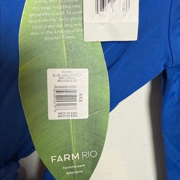 FARM RIO Blue Knot Cut-Out long sleeve dress xxs nwt - Picture 5 of 6